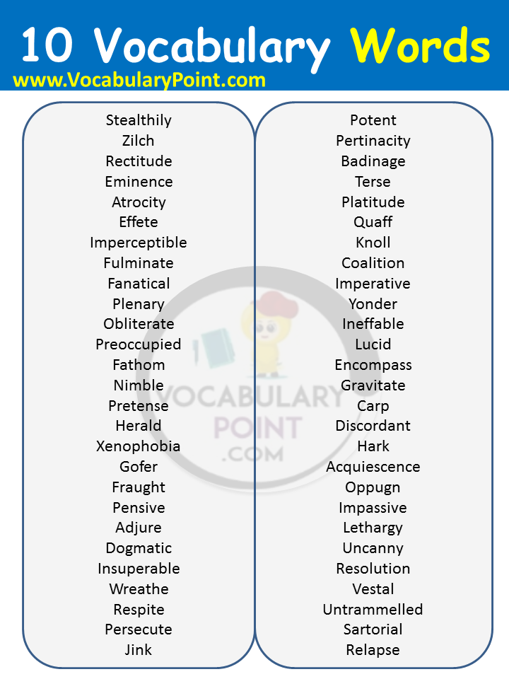 10 Advanced Vocabulary Words Vocabulary Point