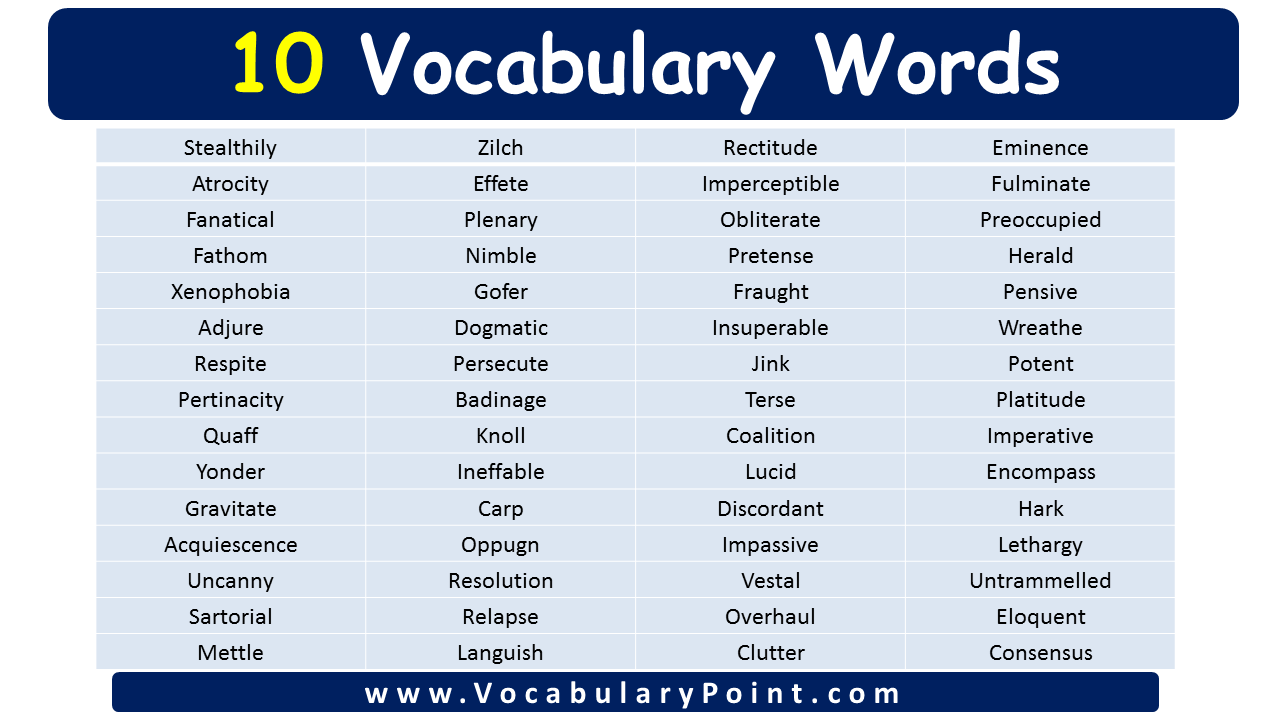 10 Advanced Vocabulary Words Vocabulary Point