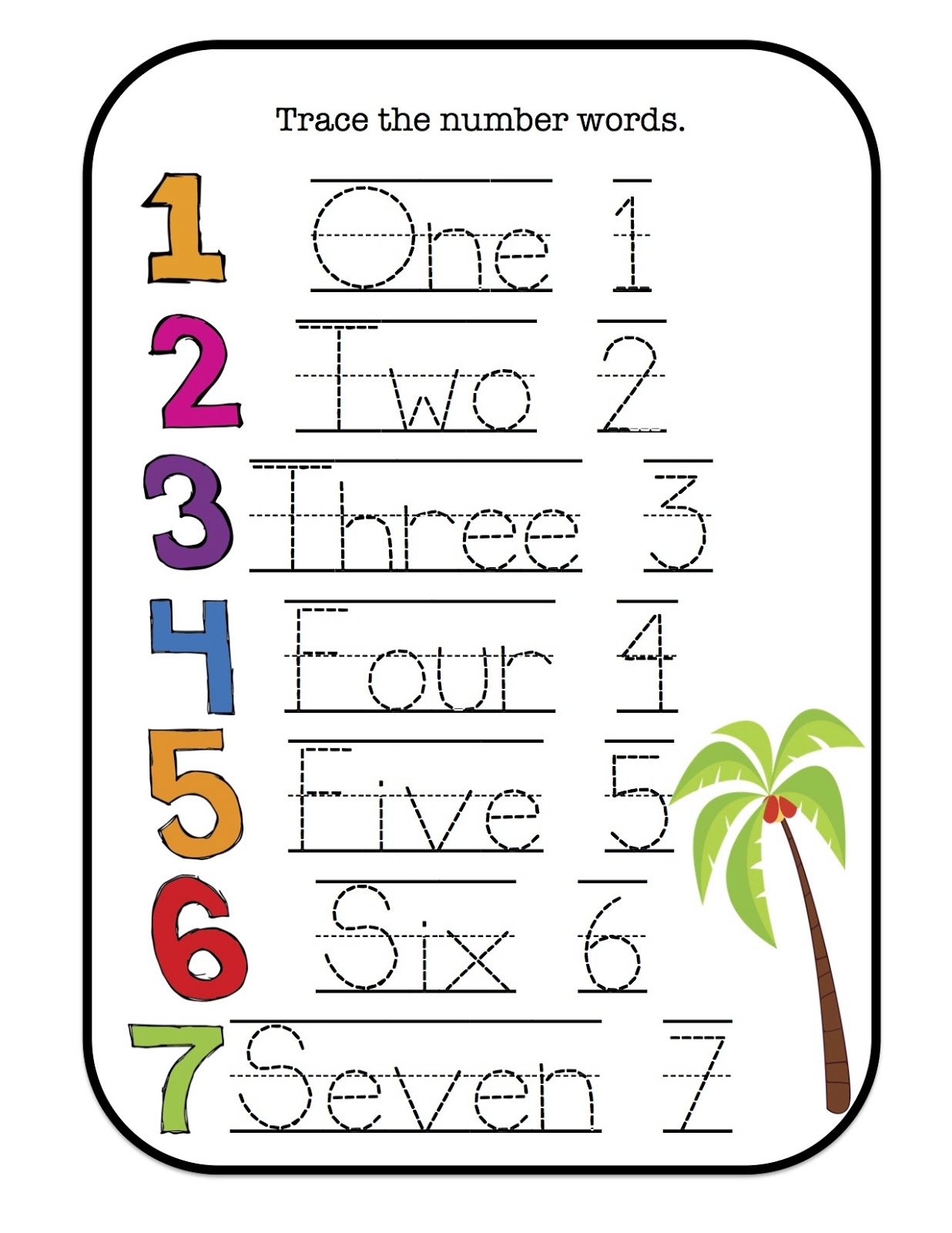 tracing number 1 10 printable
