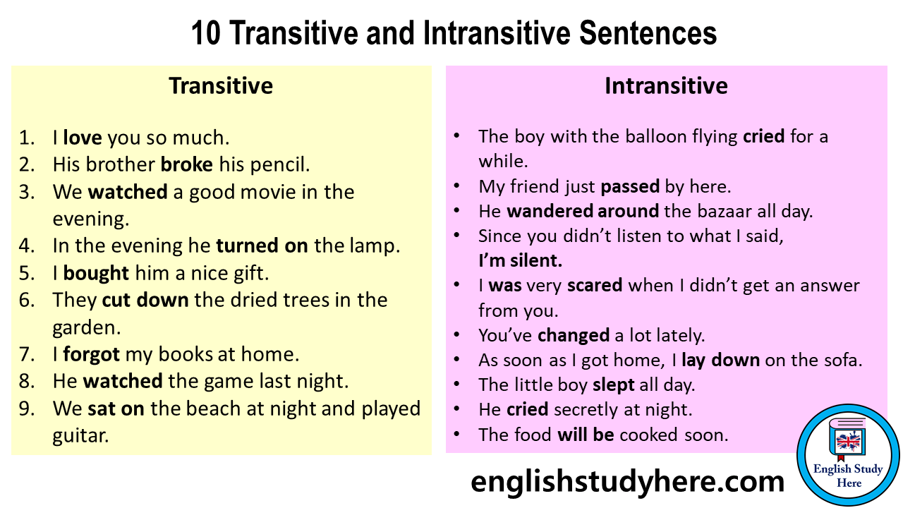 10 Transitive And Intransitive Sentences English Study Here