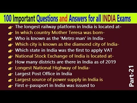 100 All India GK General Knowledge Questions And Answers For Upcoming 