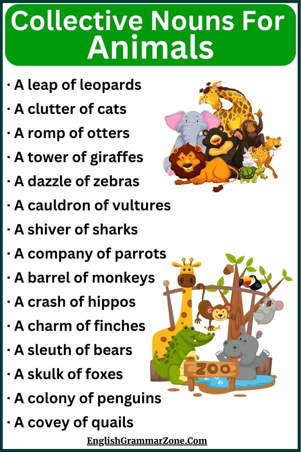 100 List Of Collective Nouns For Animals
