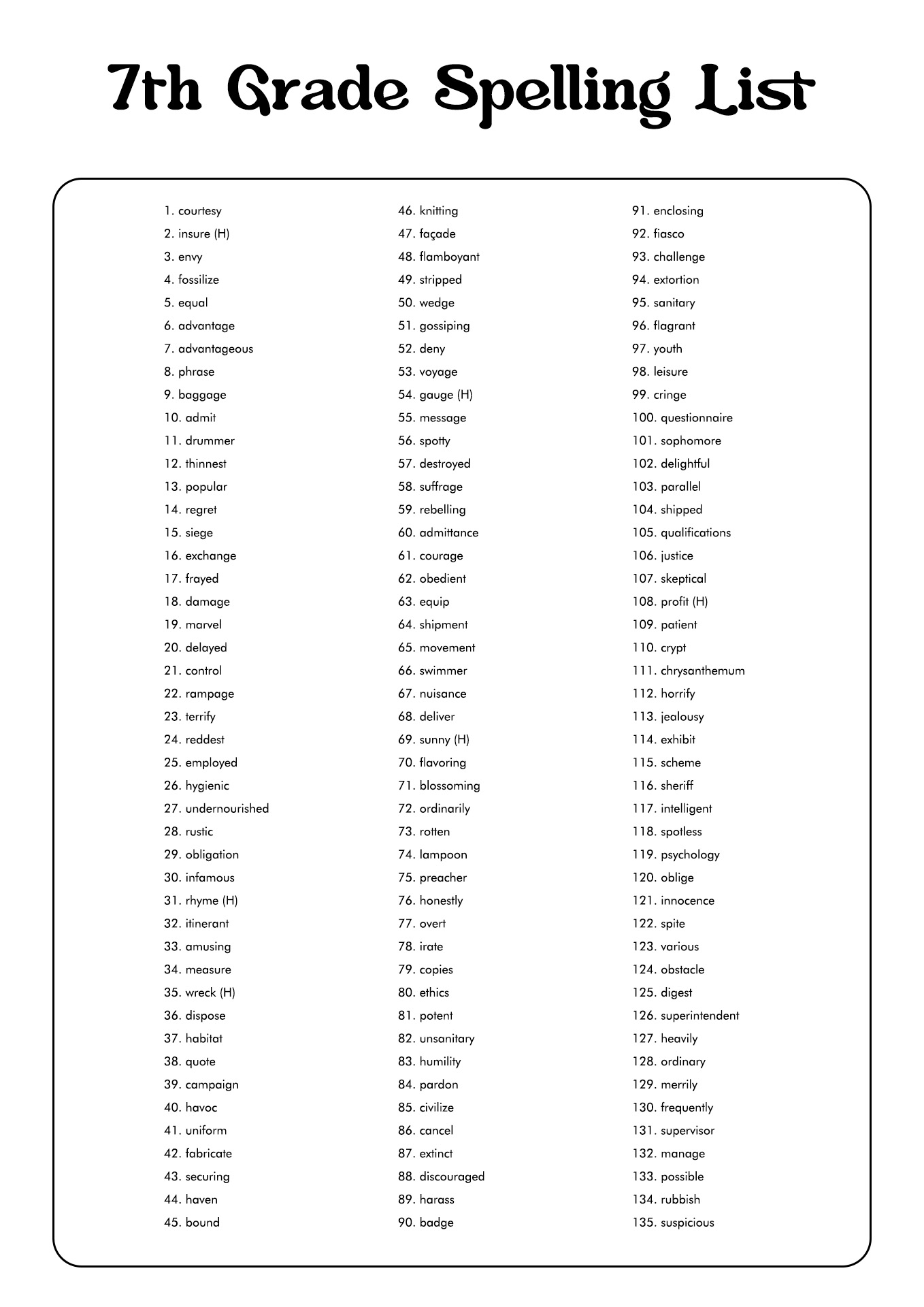 7th grade vocabulary worksheets
