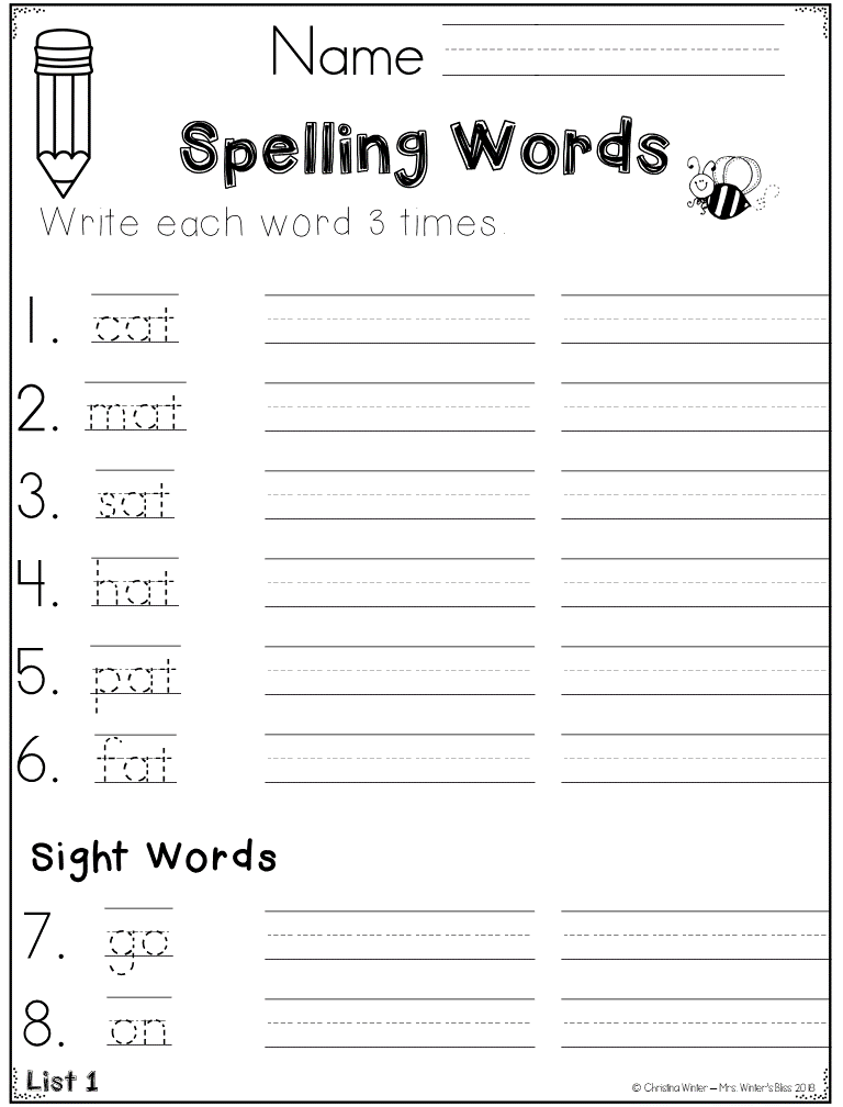 printable spelling lists by grade
