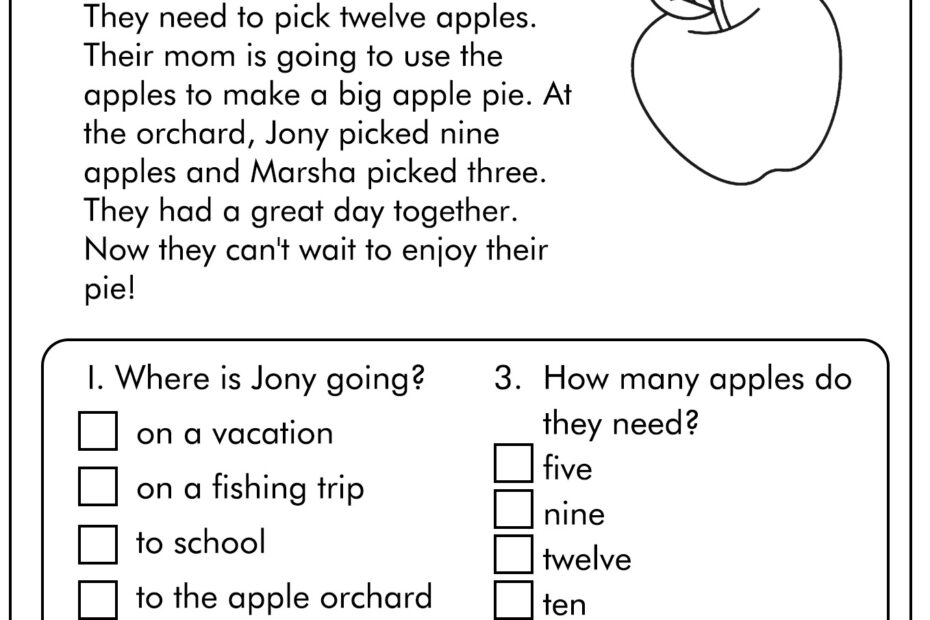 1st Grade Worksheets Reading Comprehension