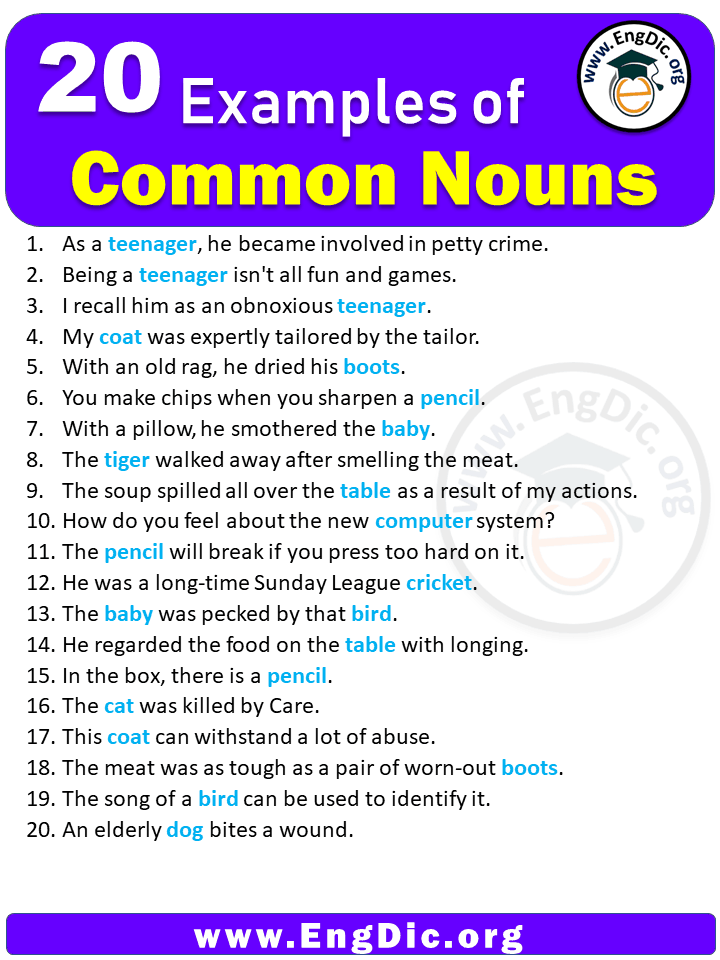 what are common nouns examples