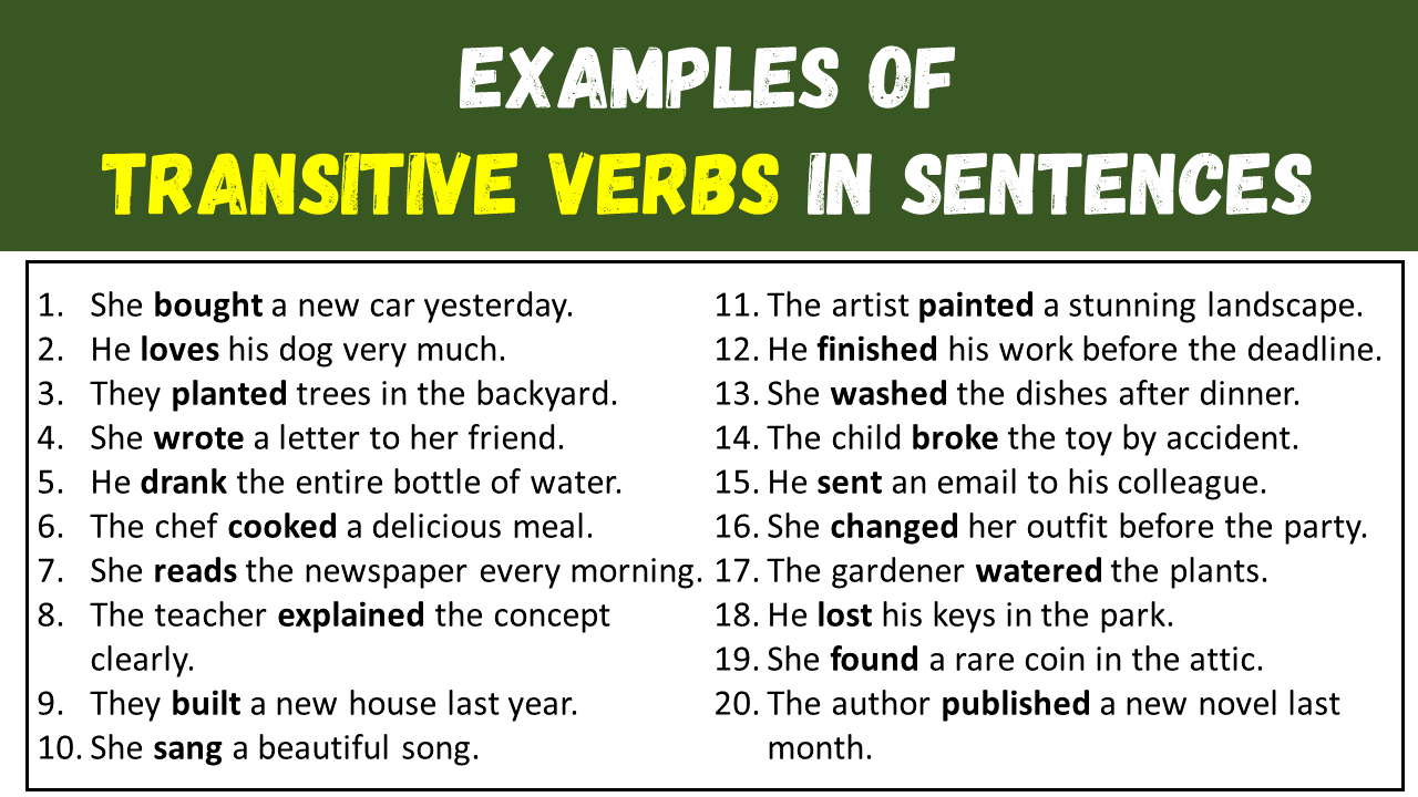 sentences with transitive verbs