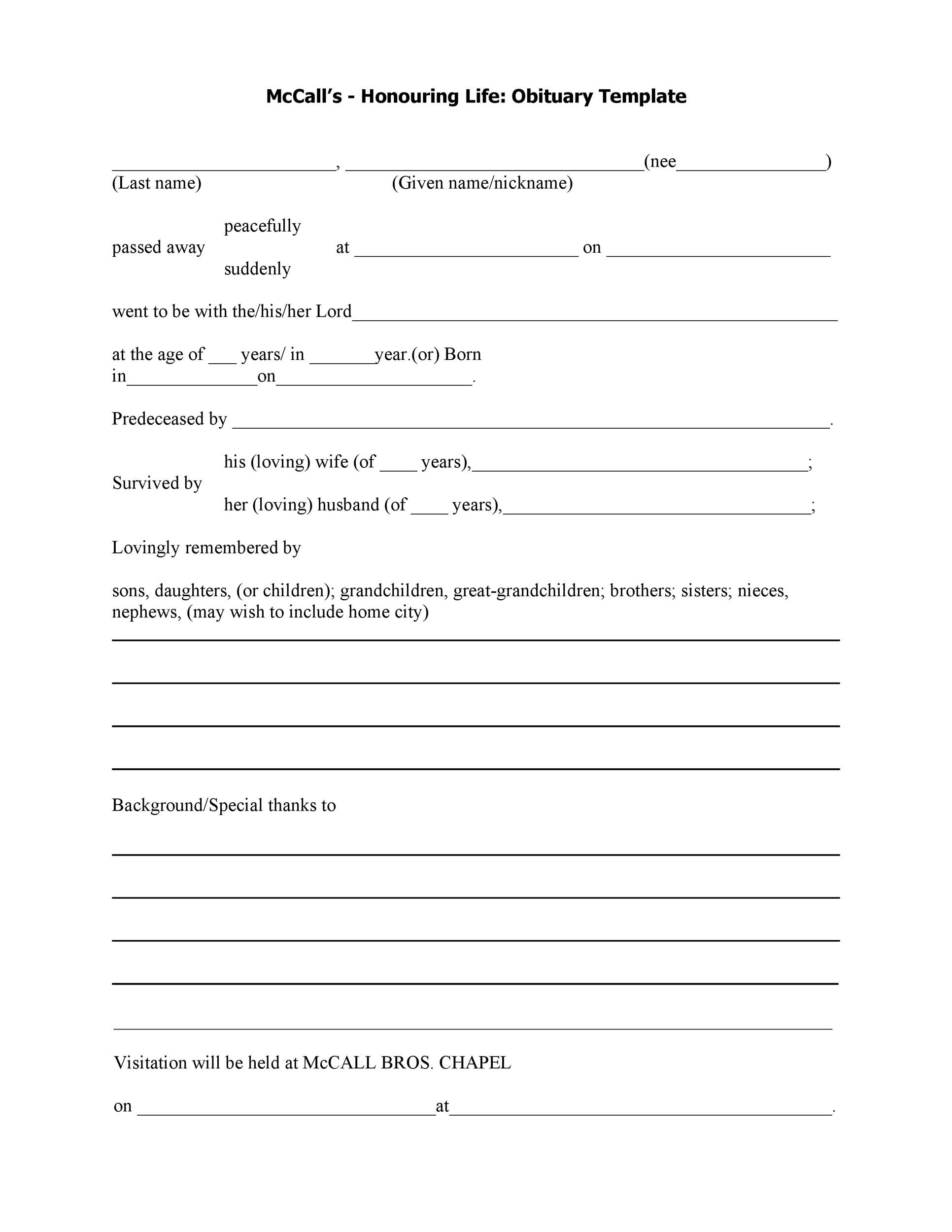 25 Obituary Templates And Samples TemplateLab