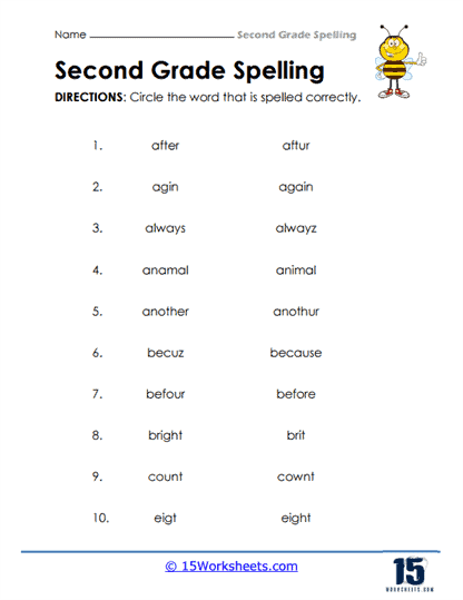 2nd Grade Spelling Words Worksheets 15 Worksheets