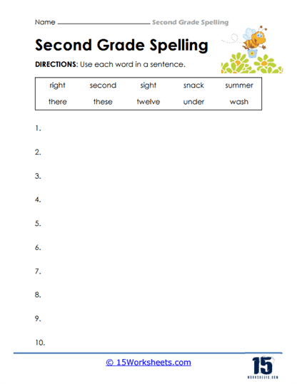 2nd Grade Spelling Worksheet For List 10 Worksheets Library