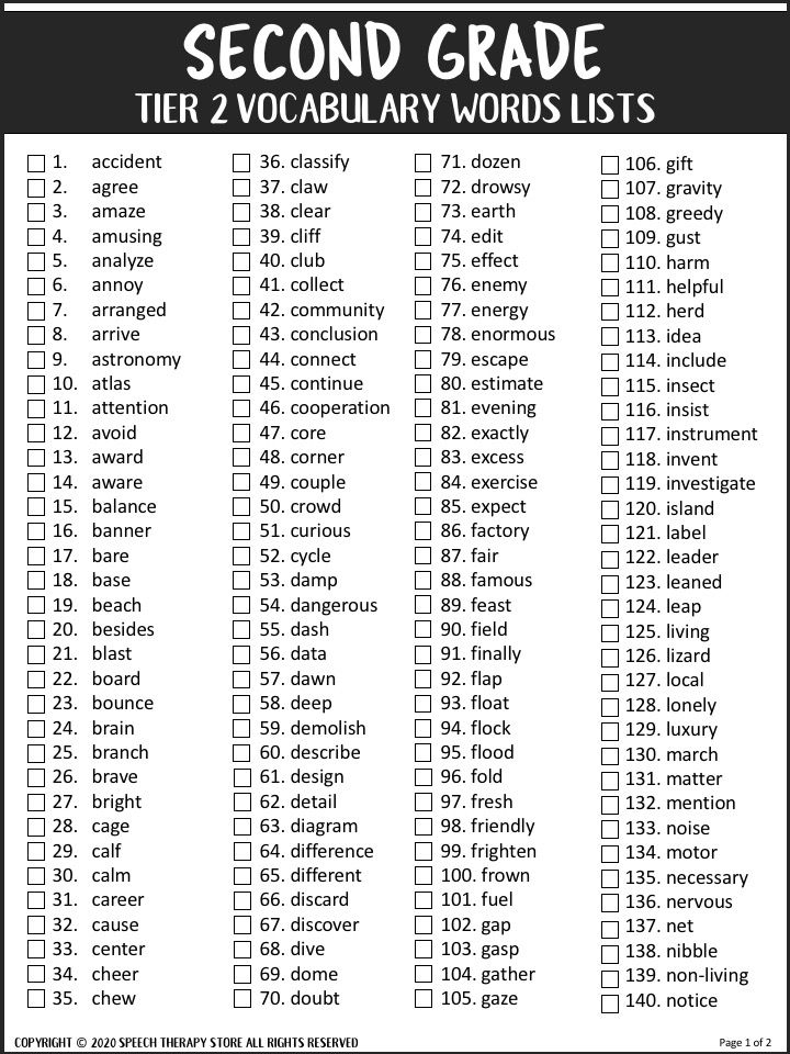 2nd Grade Vocabulary Words List Artofit