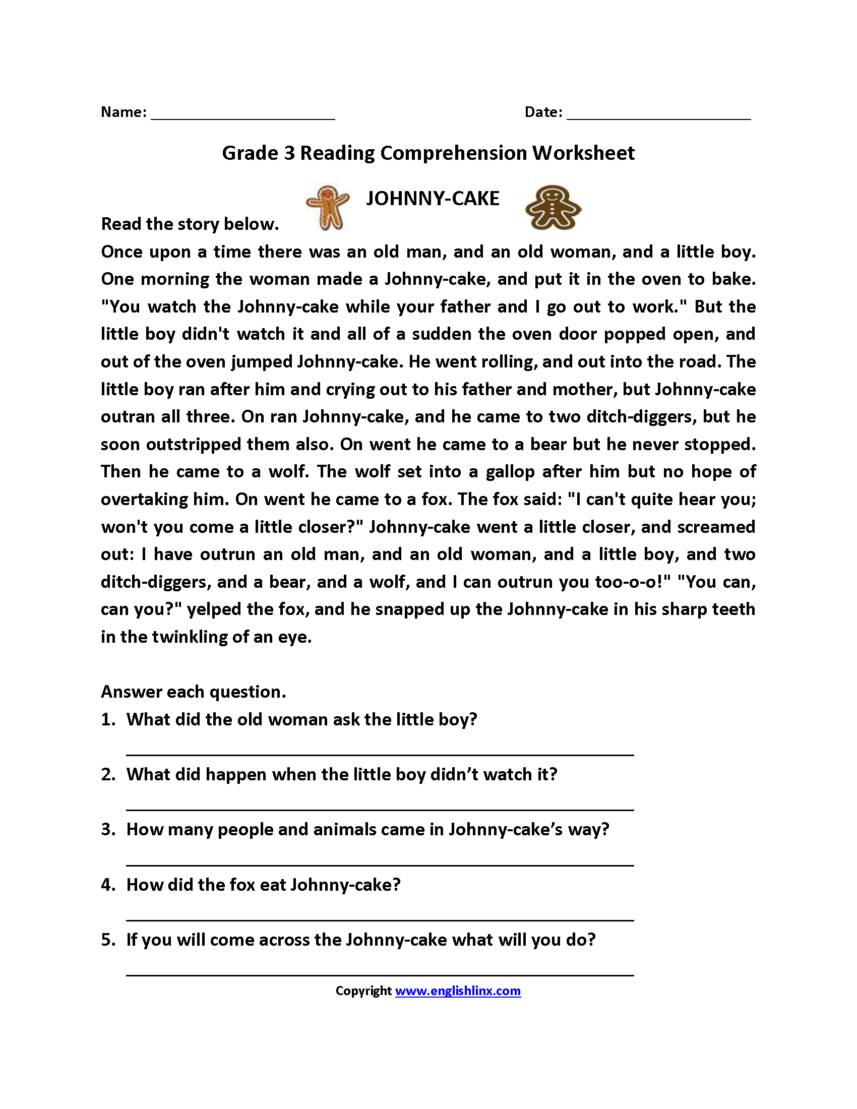 3 Grade Reading Worksheets Printable Free Reading Comprehension 