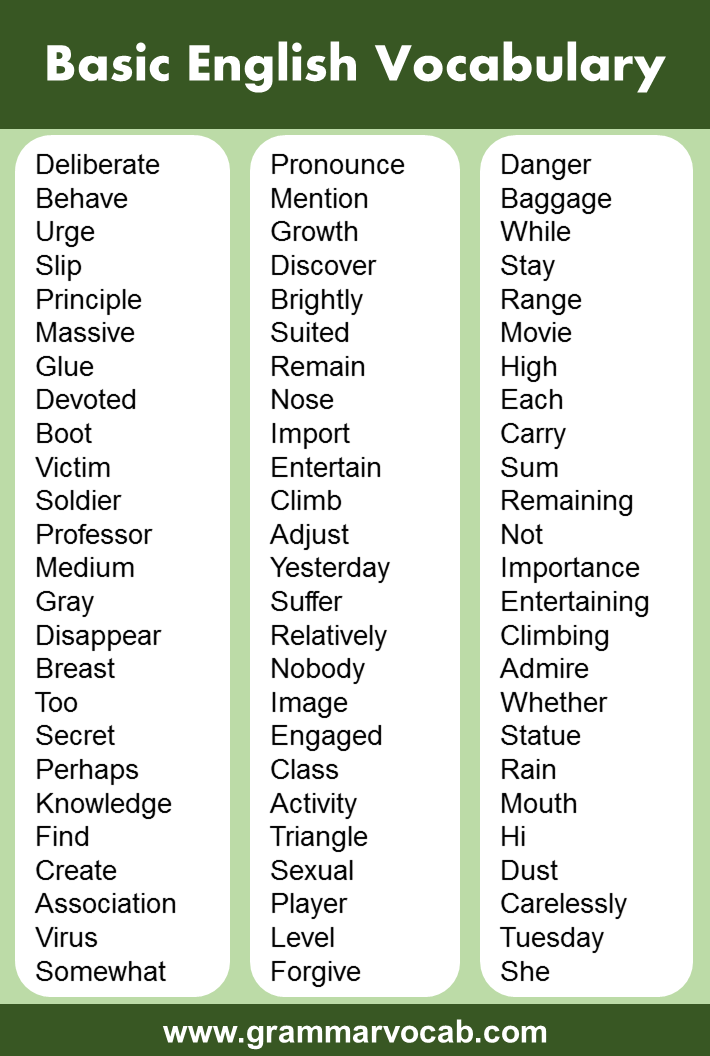 3000 Basic English Words Pdf GrammarVocab