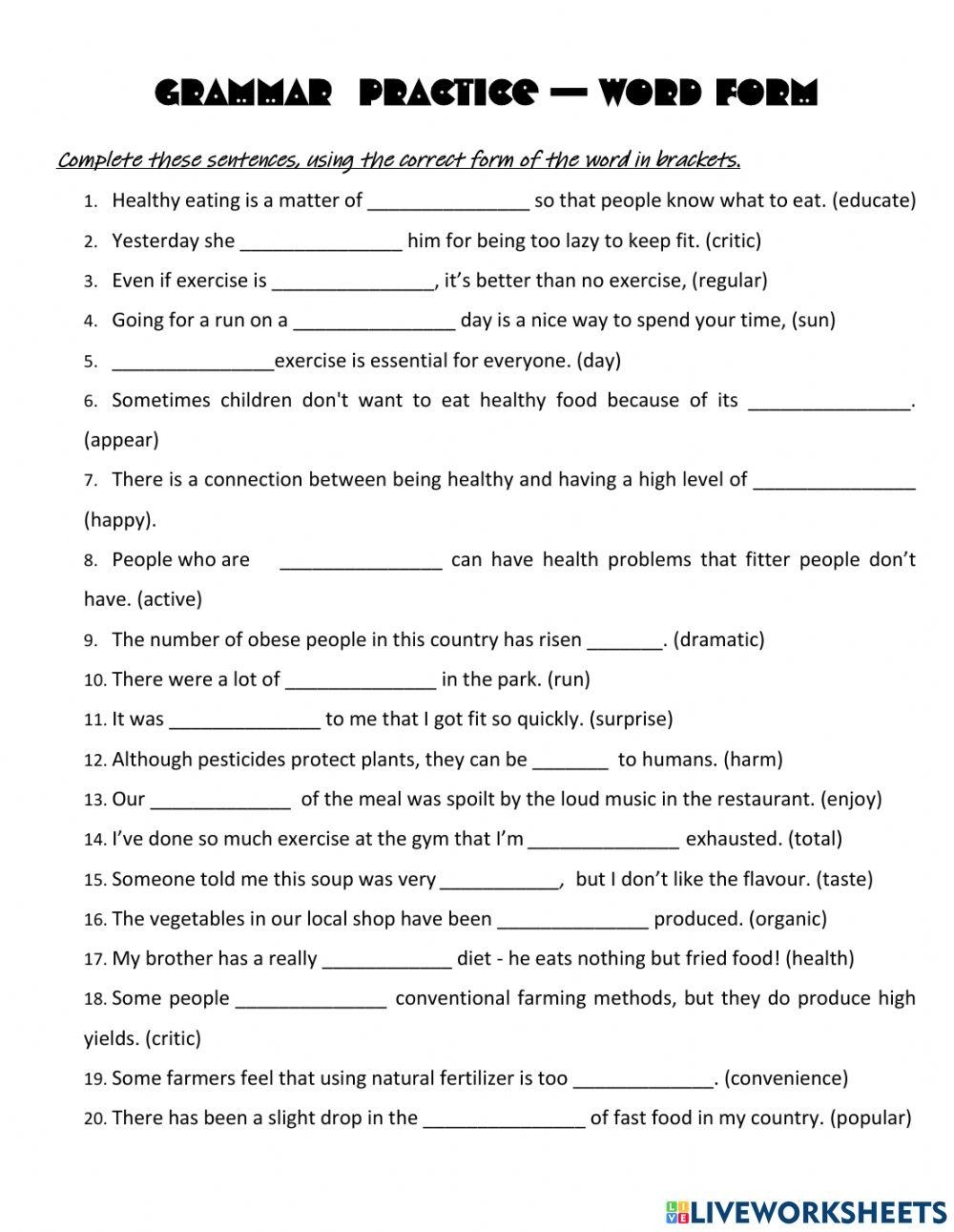 35 FREE Grammar Worksheets Grammar Practice Worksheets Worksheets 