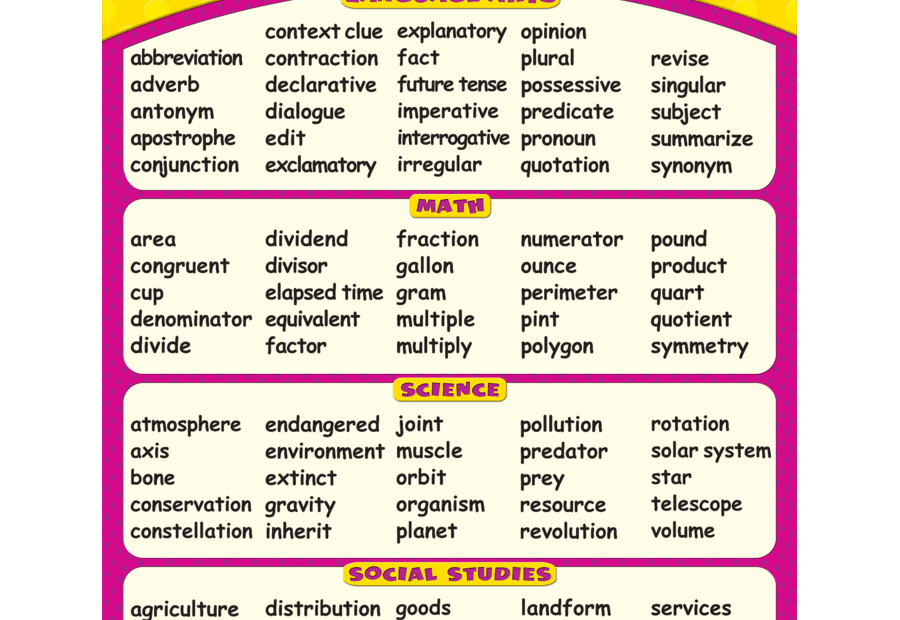 3rd Grade Level Vocabulary Words