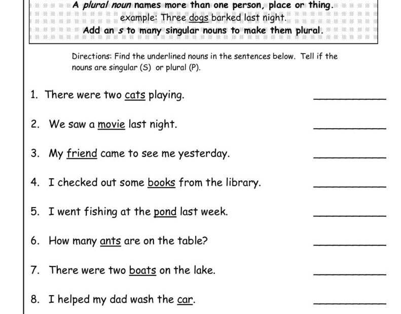 3rd Grade Nouns And Verbs Worksheets Noun Worksheets