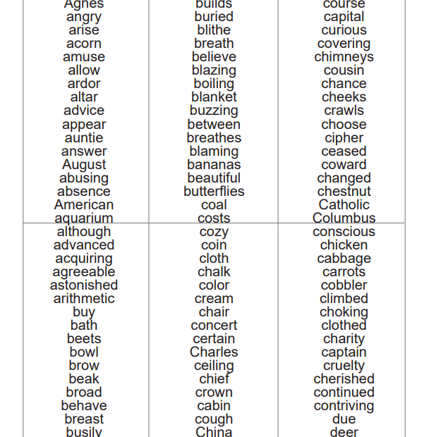 3rd Grade Spelling Words Printable