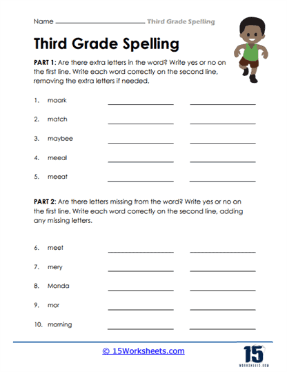 3rd Grade Spelling Words Worksheets 15 Worksheets