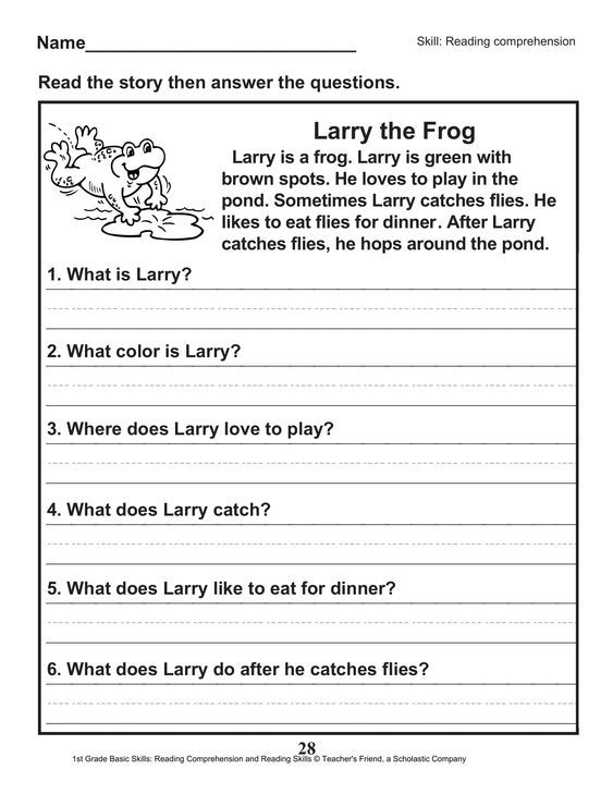 40 Scholastic 1st Grade Reading Comprehension Skills Worksheets 