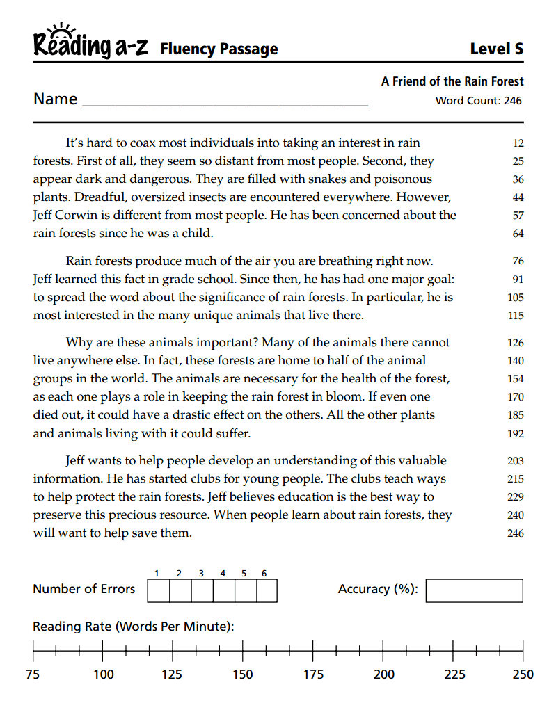 4th Grade Reading Fluency Passages