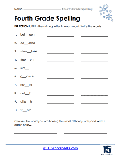 4th Grade Spelling Words Worksheets 15 Worksheets NBKomputer