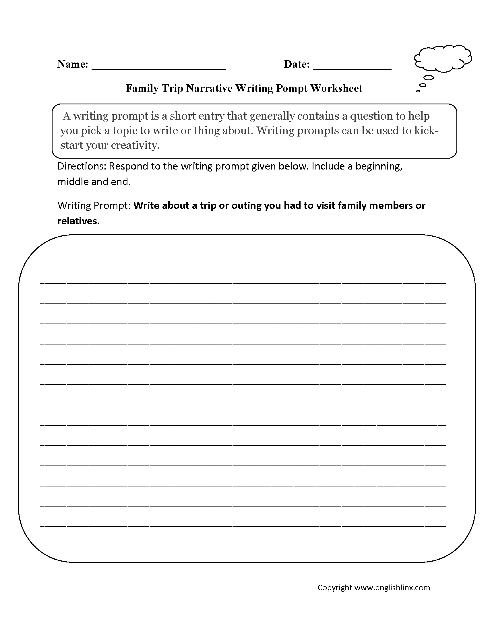 6th Grade Writing Prompts Worksheets Writing Worksheets