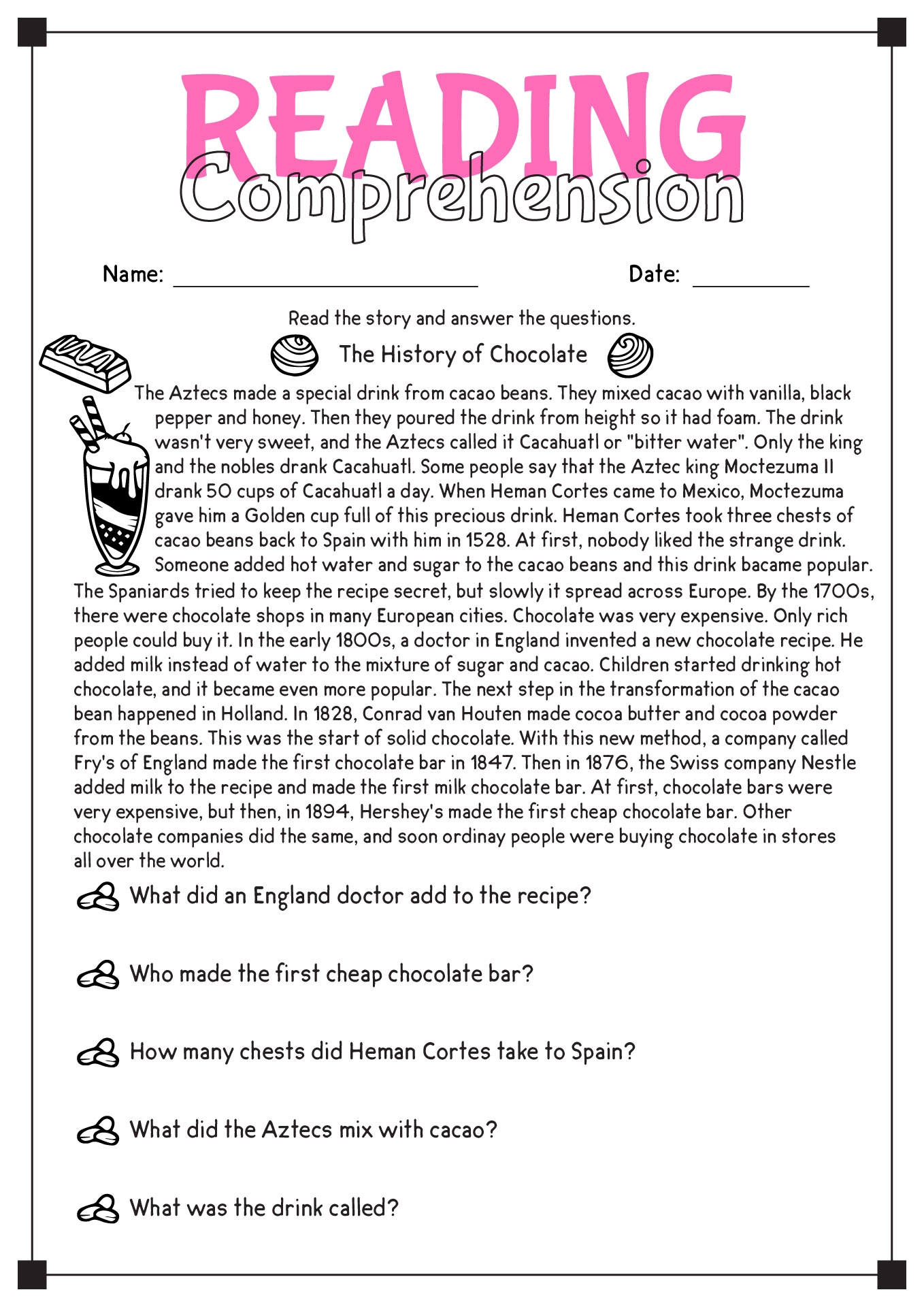 7th Grade Reading Comprehension Worksheets Worksheets Library