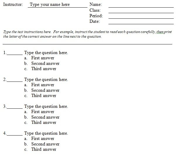 a multiple choice test