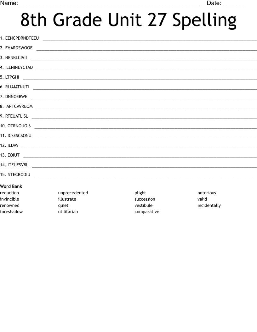 8th Grade Spelling Words List Vrogue co