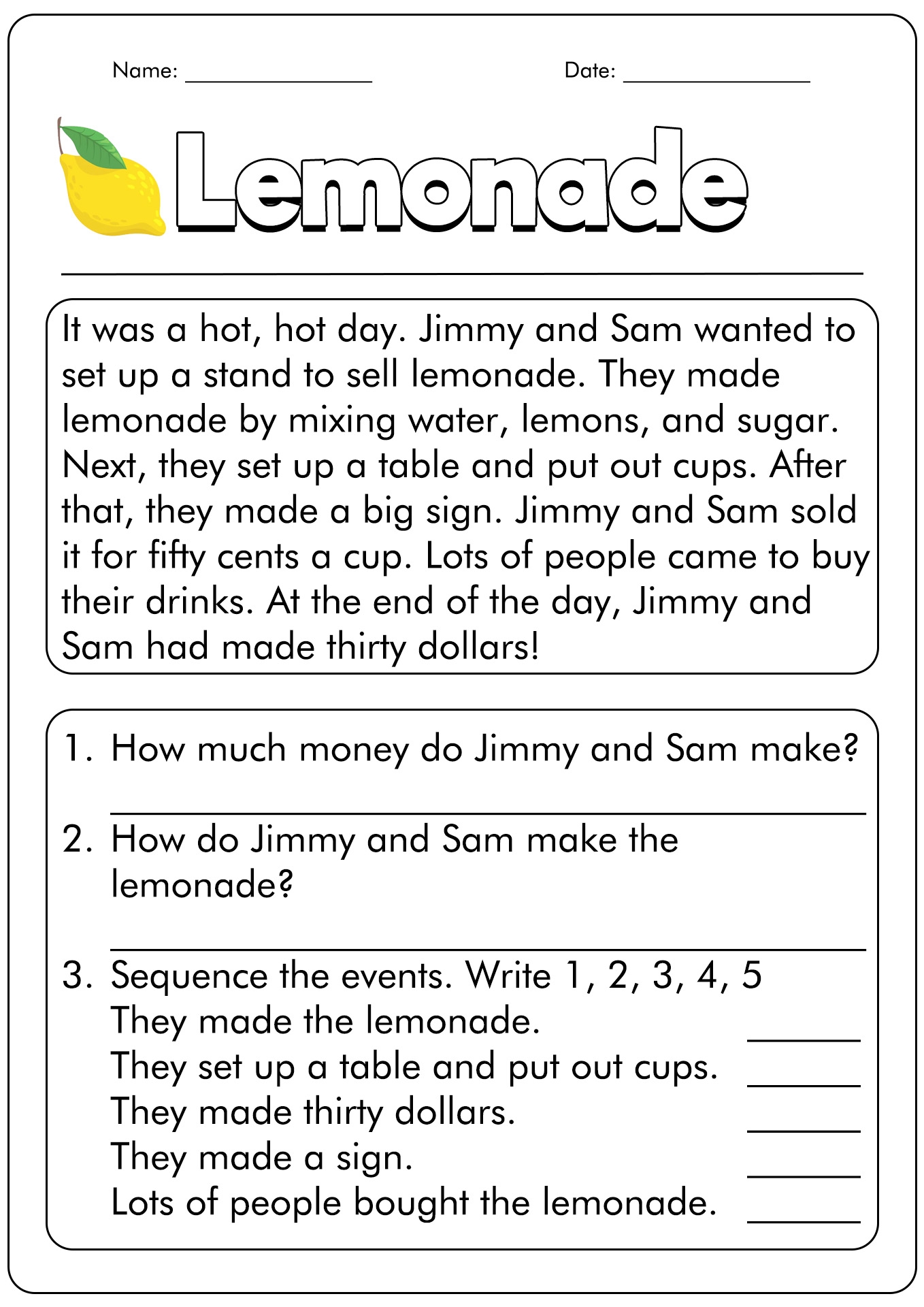 free 1st grade reading worksheets