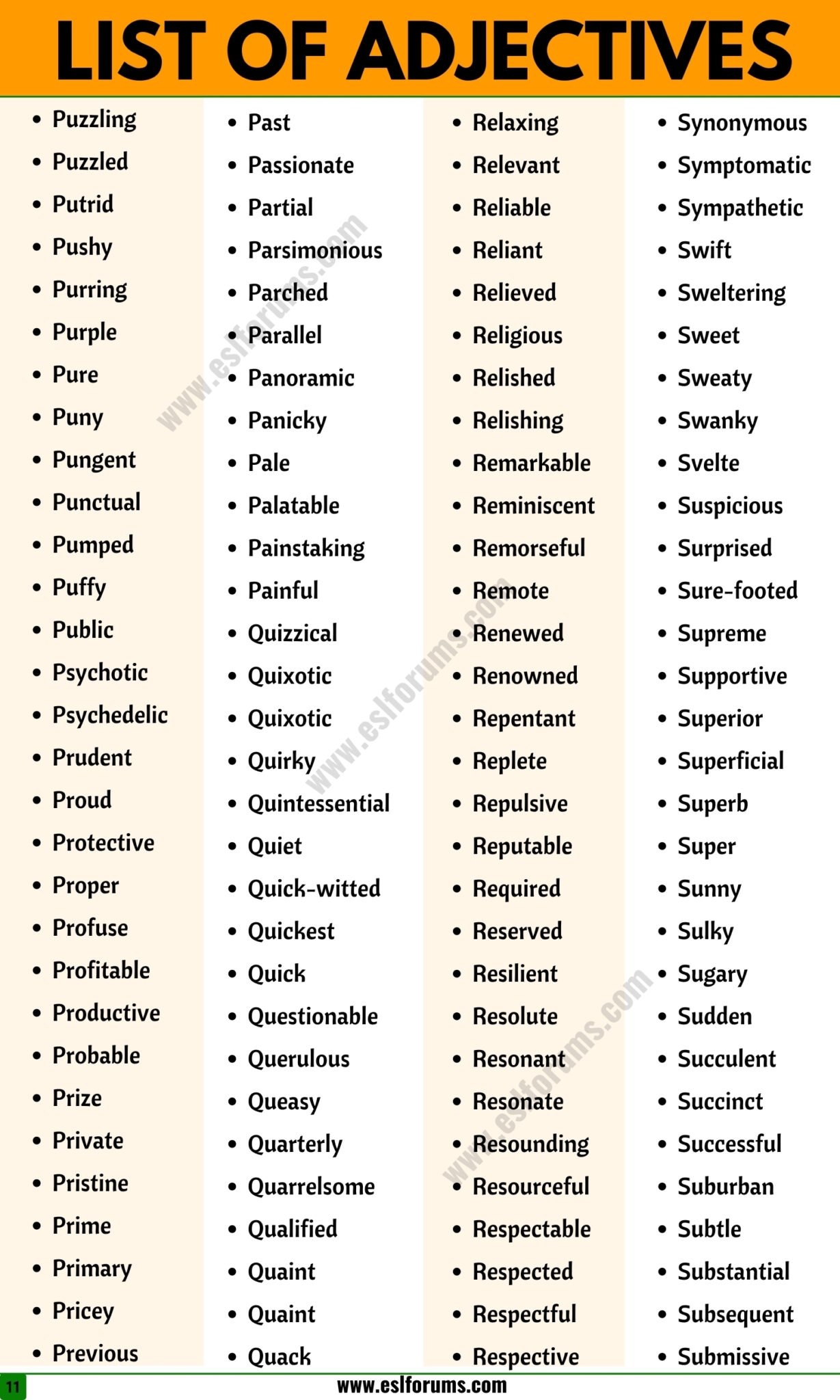 list of adjectives