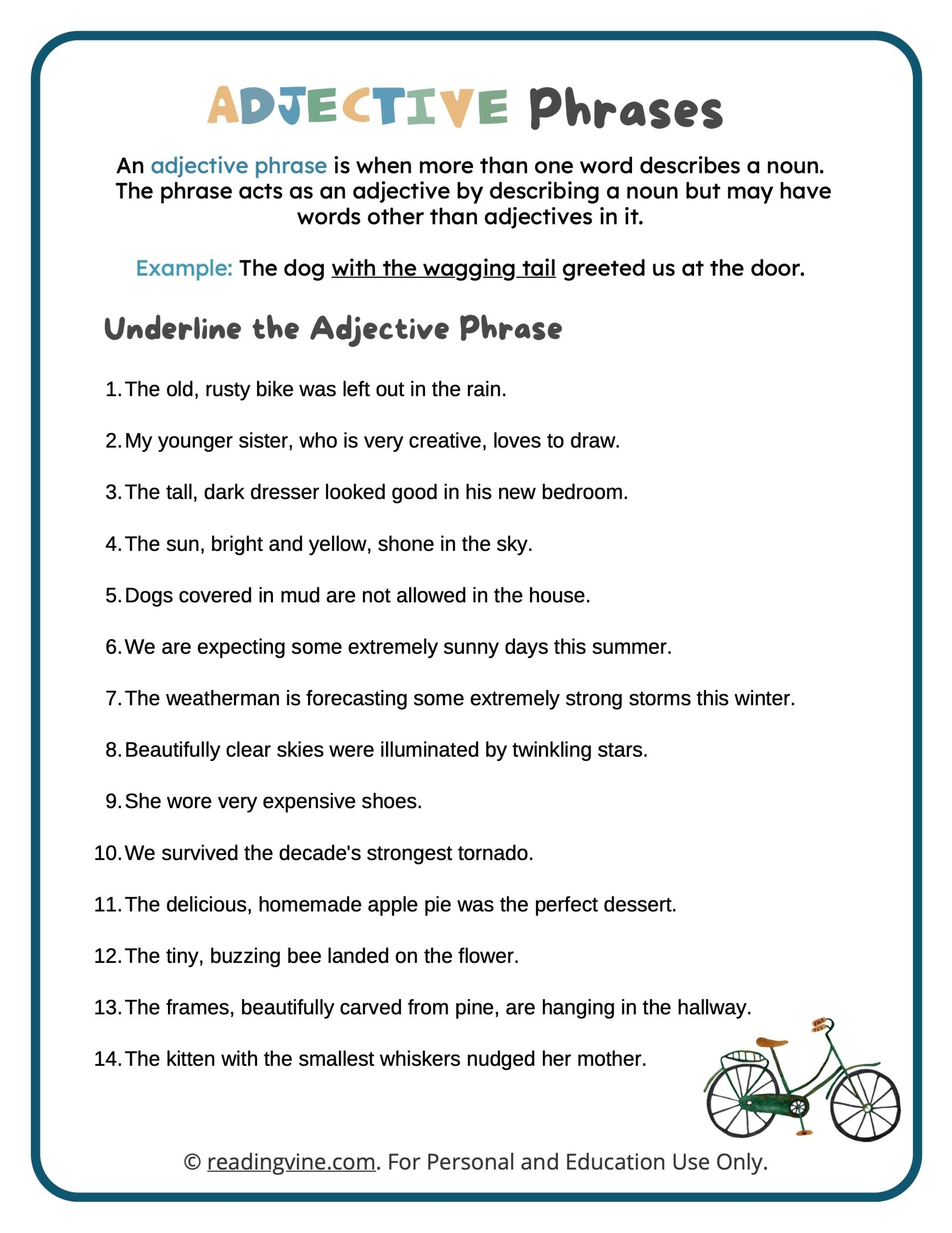 noun verbs and adjective reading comprehension for grade 3