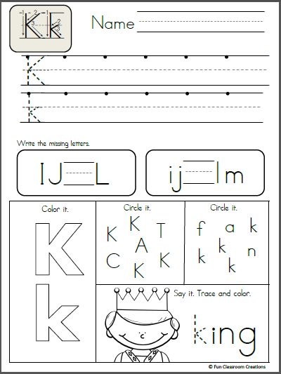 practice writing the letter k