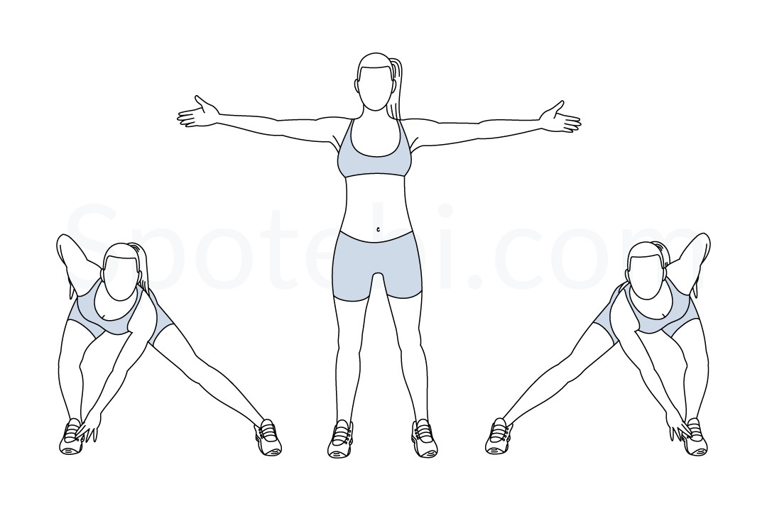 Alternating Side Lunge Touch Illustrated Exercise Guide