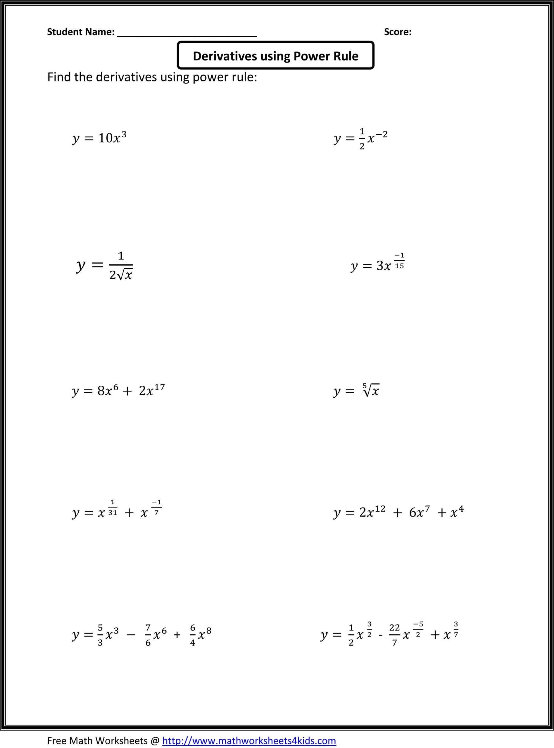 Ap Calculus Ab Integration Practice Worksheet