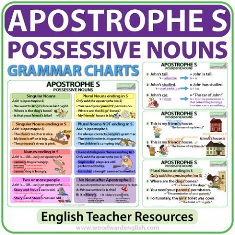 Apostrophe S Possessive Nouns Grammar Charts Woodward English