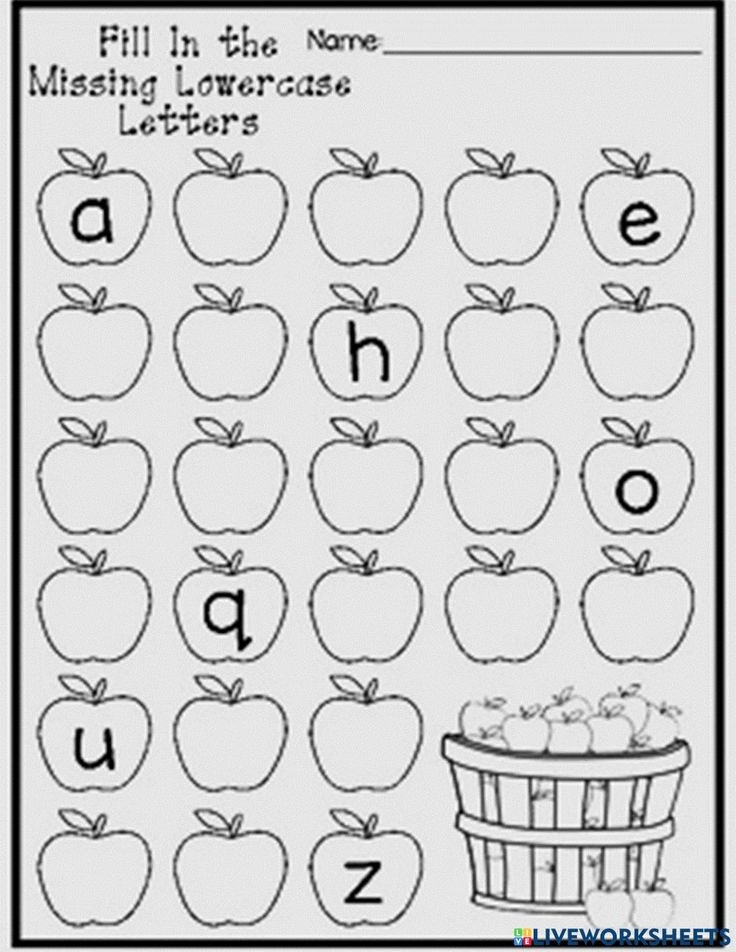 Apple Themed Fill In The Missing Letters Worksheet