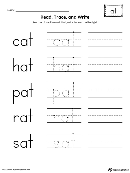 AT Word Family Read Trace And Spell Worksheet Worksheets Library