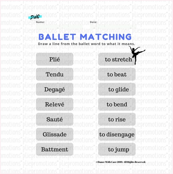 Ballet Class Worksheet Ballet Resources Ballet Terminology Etsy