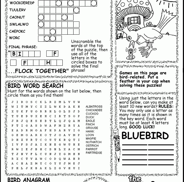 Birds Puzzle Page Activity Sheet Free Coloring Pages For Kids