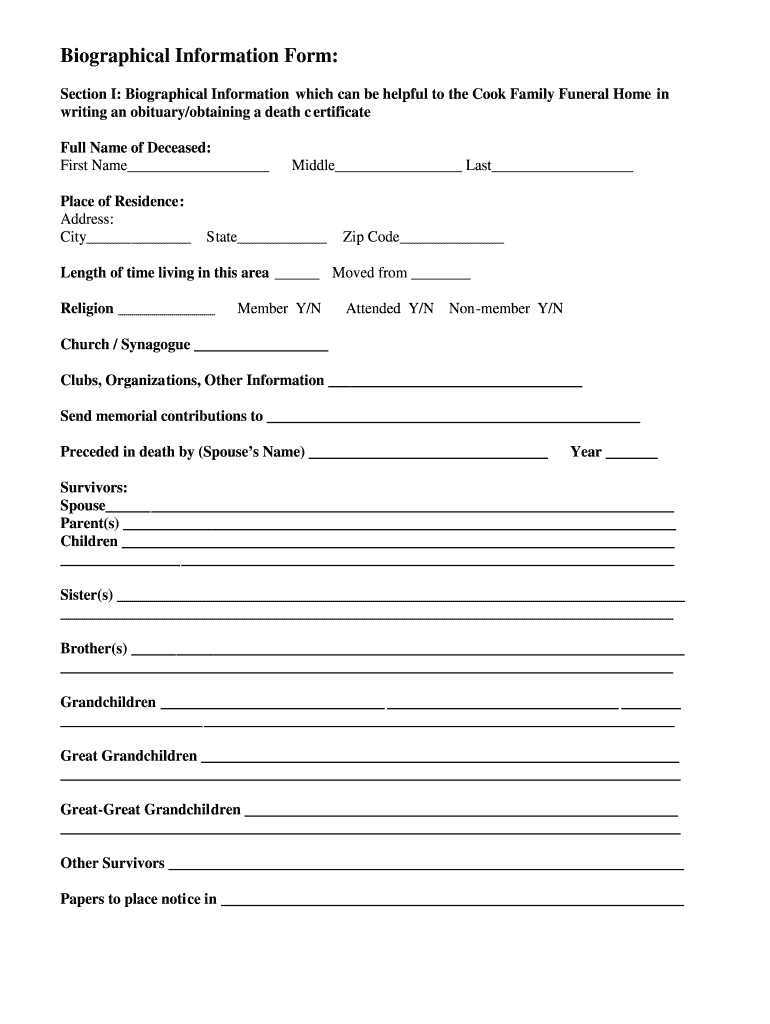 fillable obituary template pdf