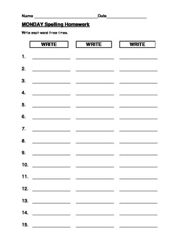 Blank Spelling Word Templates Teaching Resources TPT