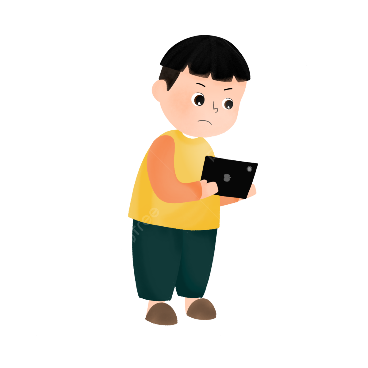 Boy Using Phone Kids Illustration Gadgets PNG Transparent Clipart 