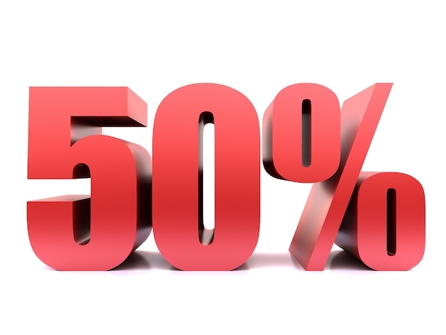 Cincuenta Por Ciento 50 S mbolo 3d Rendering Foto Premium
