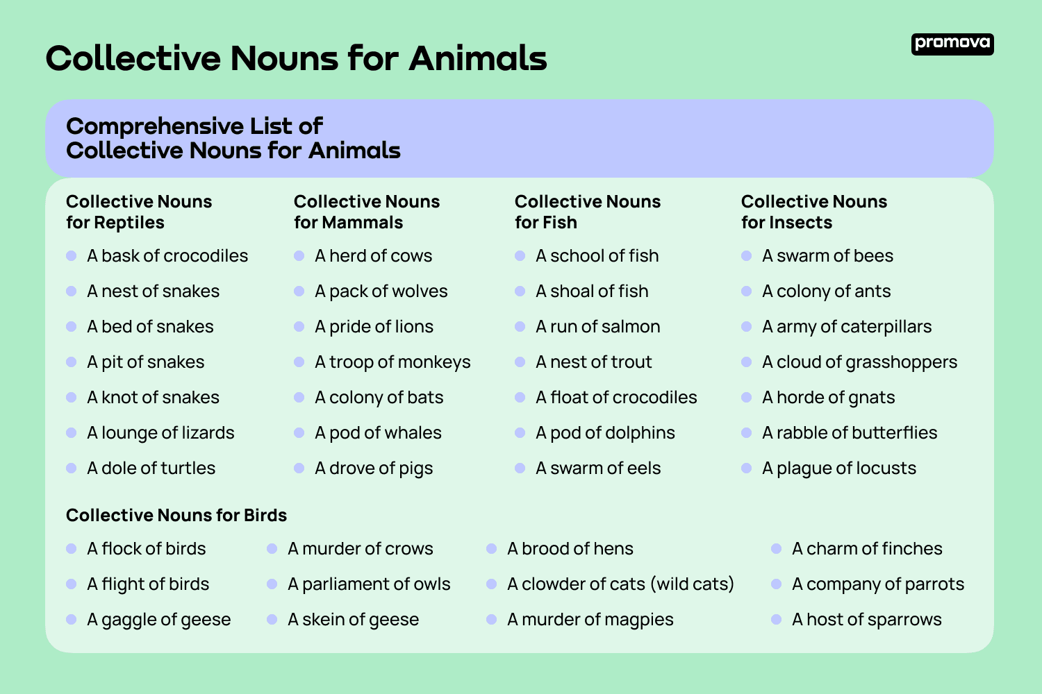 collective names for animals