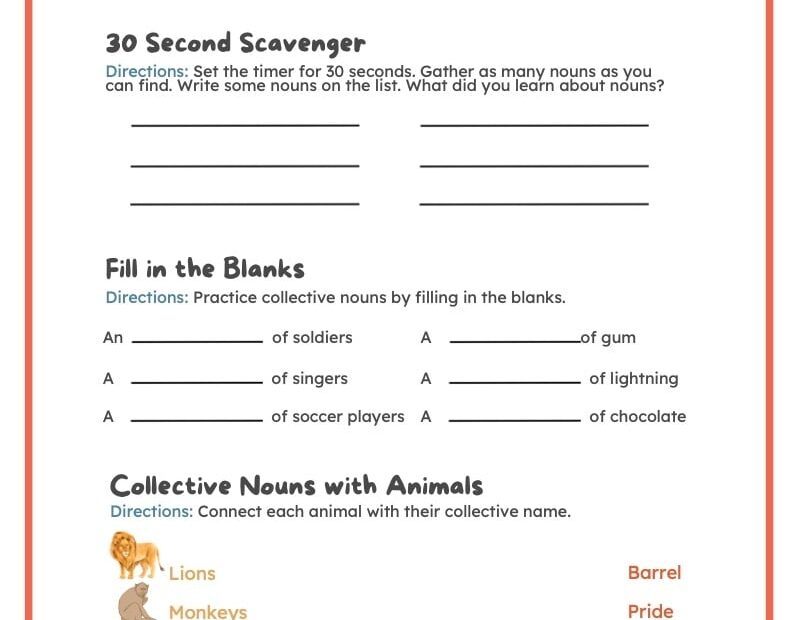 Collective Nouns Worksheet Groups Of Animals Worksheets Library