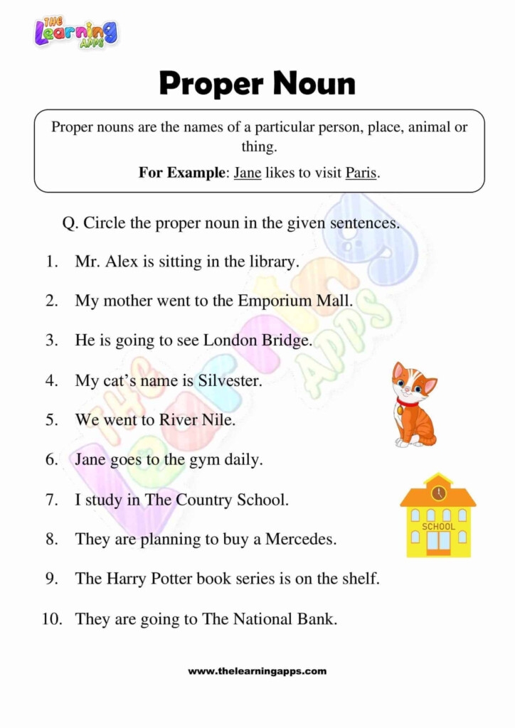 proper noun worksheet grade 6