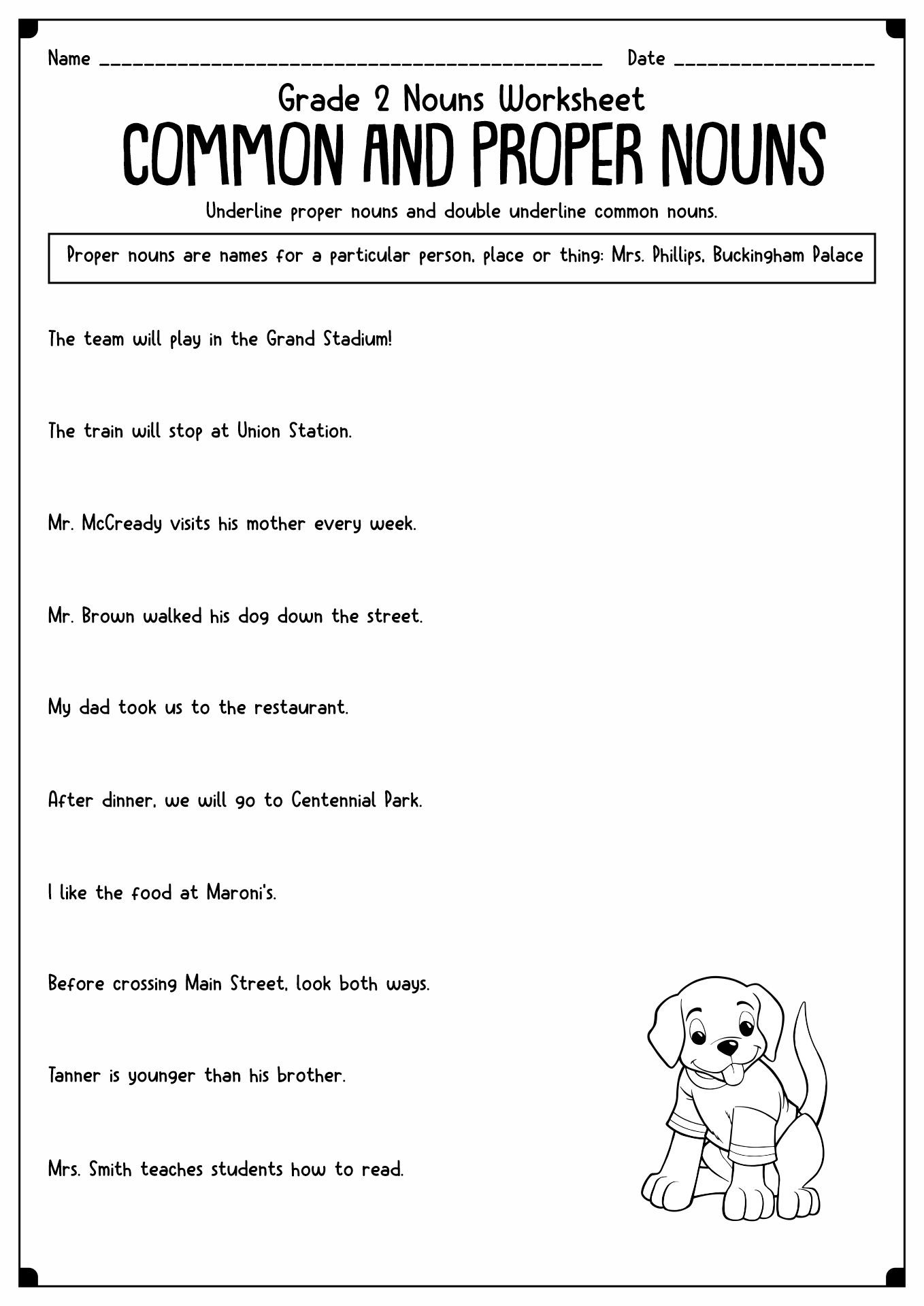 Common Noun And Proper Noun Worksheet Free