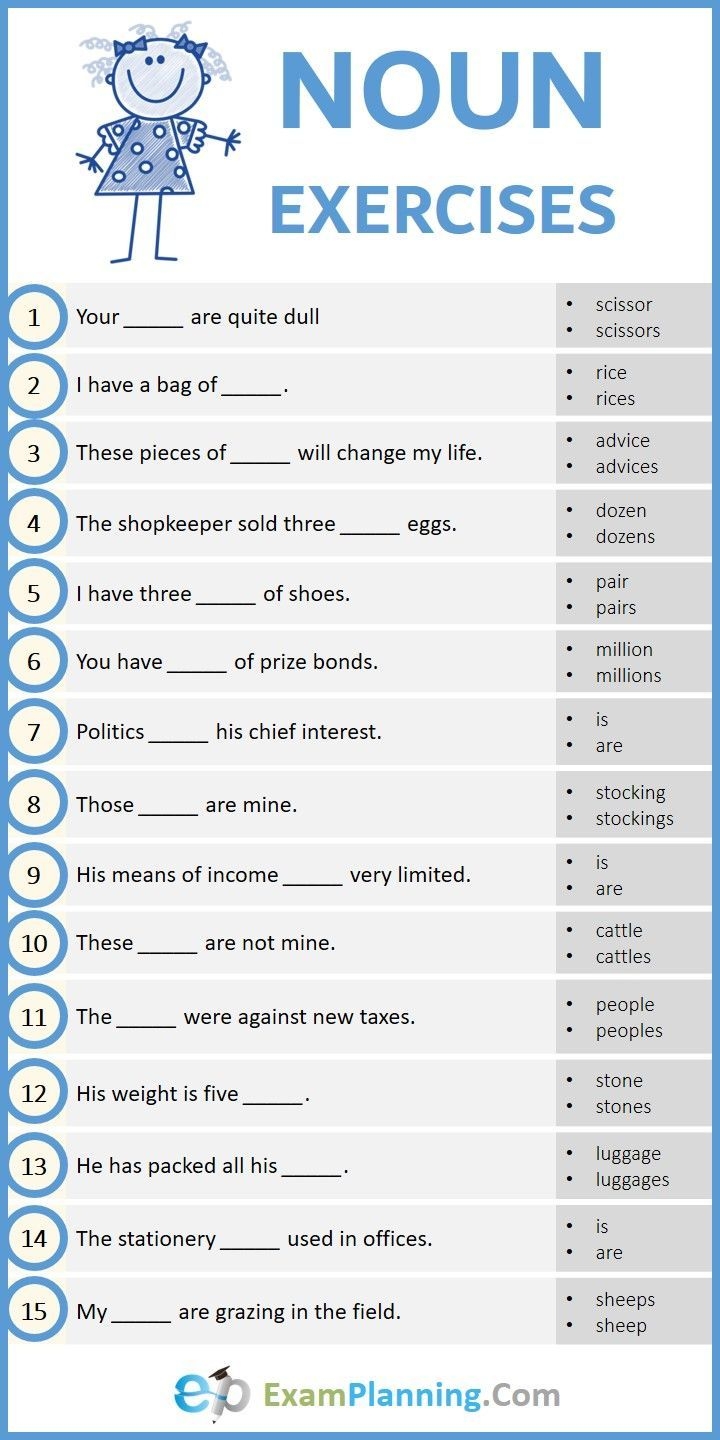 Common Noun Exercises With Answers
