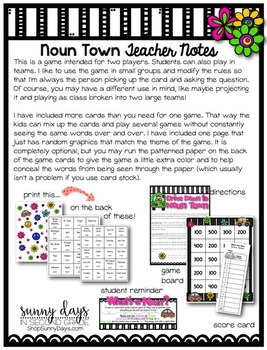 Common Noun Or Proper Noun Game By SunnyDays Teachers Pay Teachers